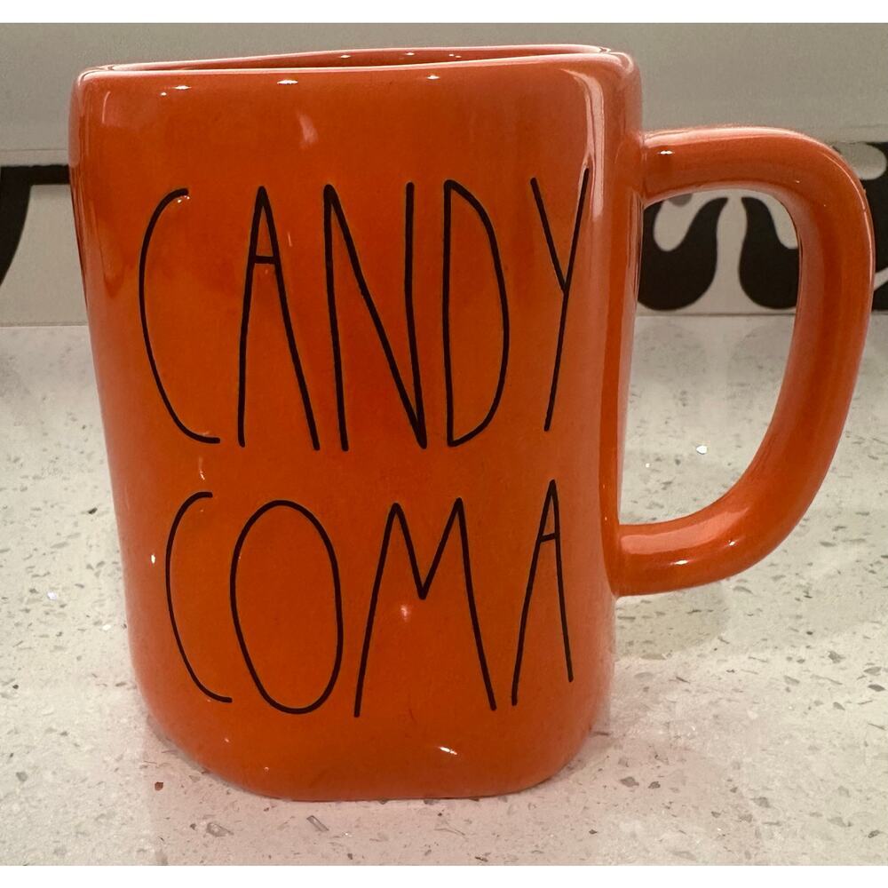 Rae Dunn CANDY COMA Orange Mug Coffee Cup Halloween